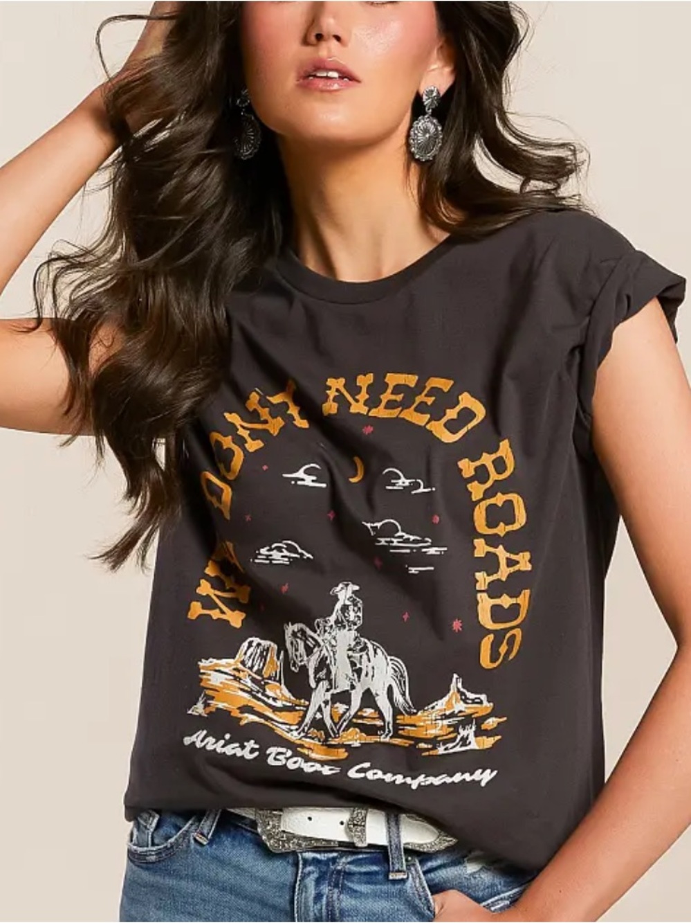 Ariat No Roads Boyfriend Fit Tee NWT Size Large